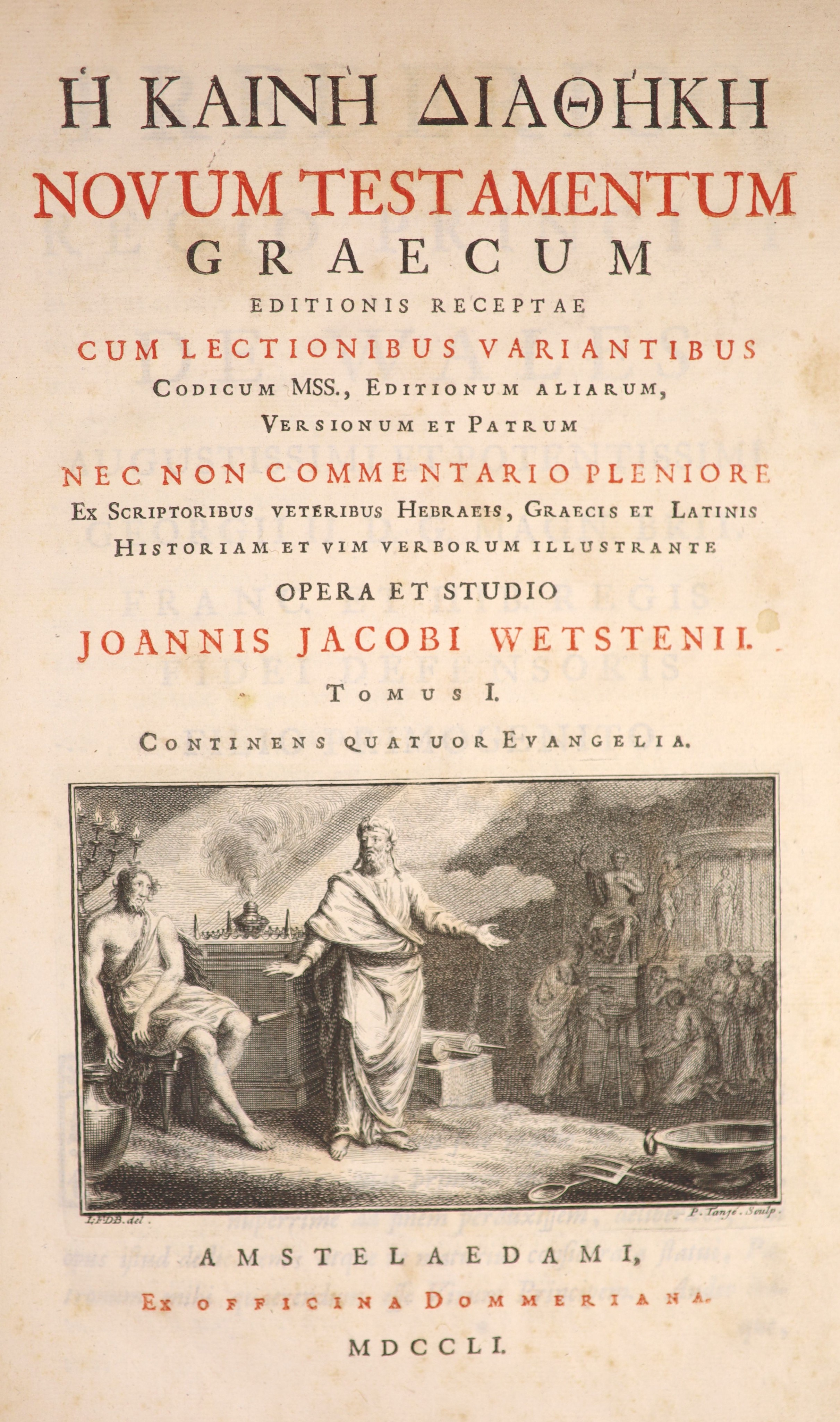 [Holy Bible. Gk. Title] Novum Testamentum Graecum. Editionis receptae cum lectionibus variantibus ... opera et studio Joannis Jacobi Wetstenii.